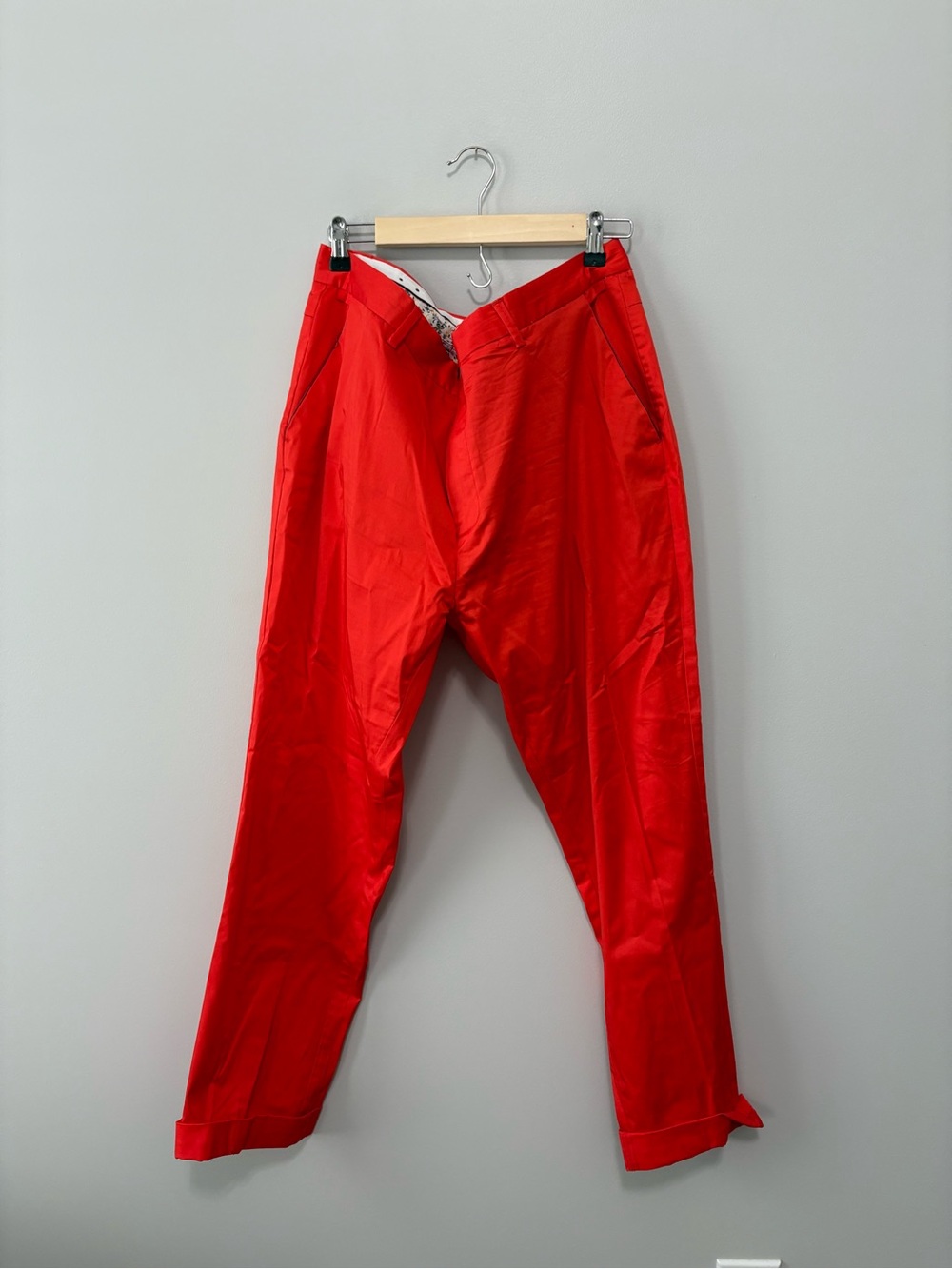 TR Premium Red Cotton Blend Relaxed Trouser Pants